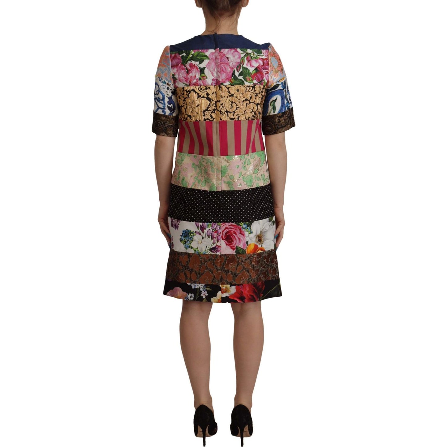 Patchwork Sheath Mini Dress - Multicolor Elegance