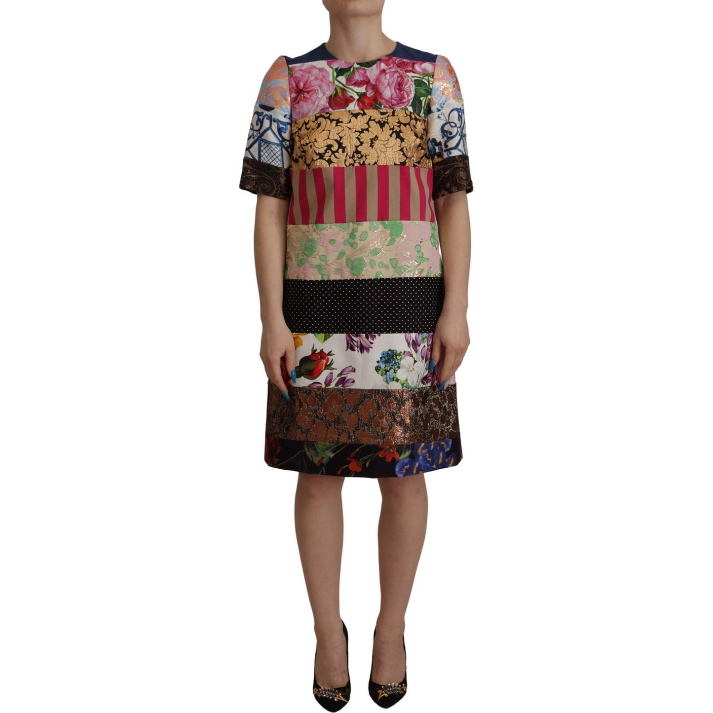 Patchwork Sheath Mini Dress - Multicolor Elegance