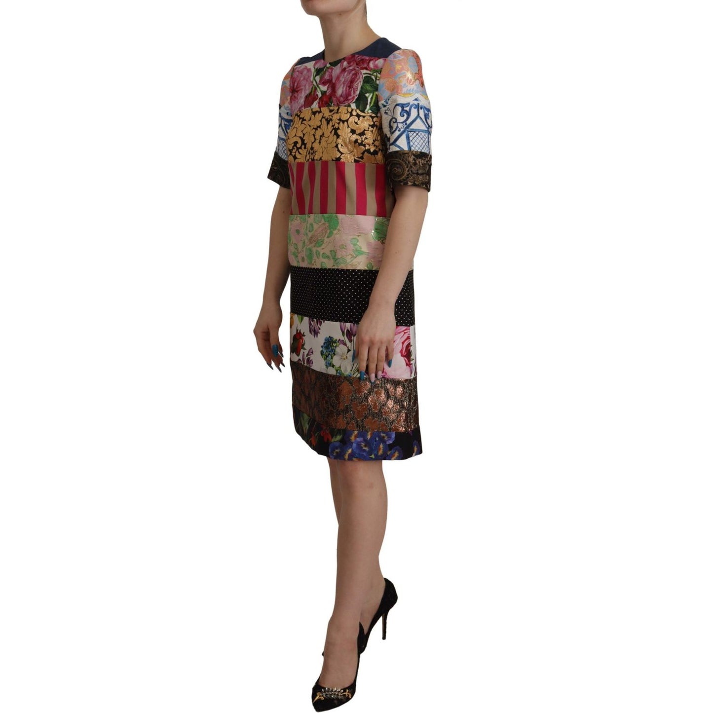 Patchwork Sheath Mini Dress - Multicolor Elegance