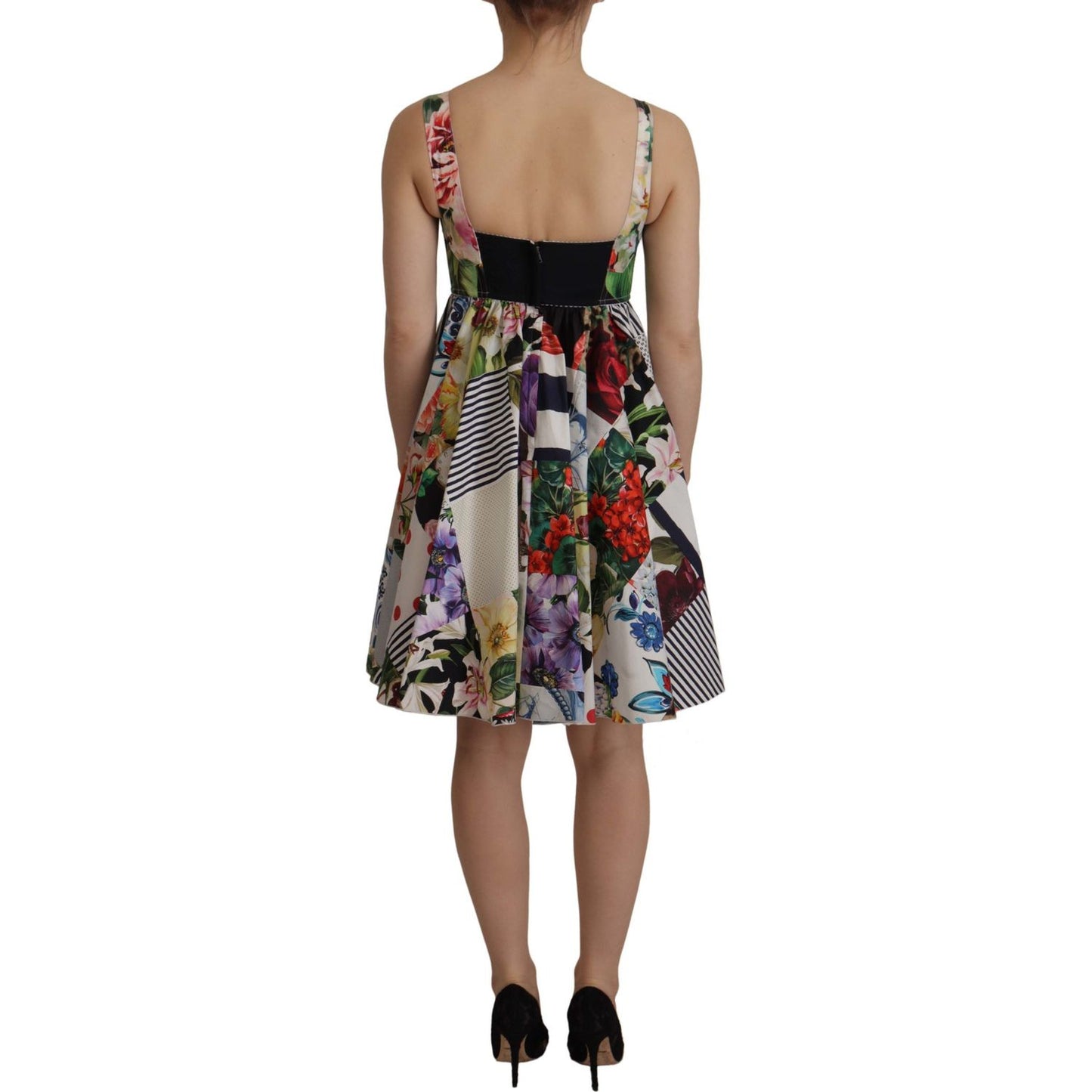 Elegant Patchwork Mini Dress in Vibrant Multicolor