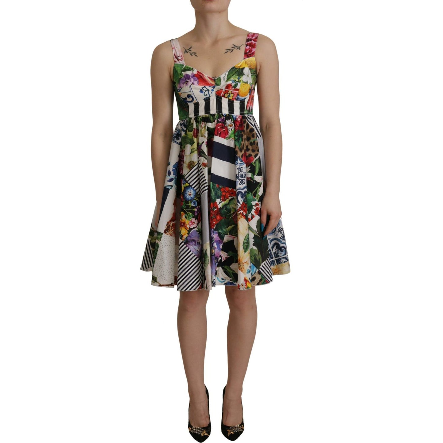 Elegant Patchwork Mini Dress in Vibrant Multicolor