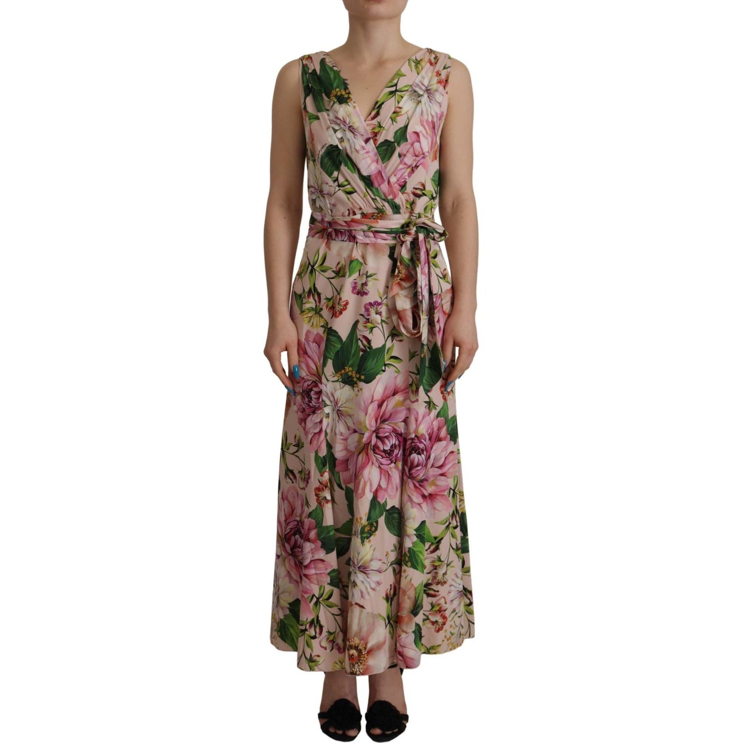 Elegant Floral Silk Wrap Dress