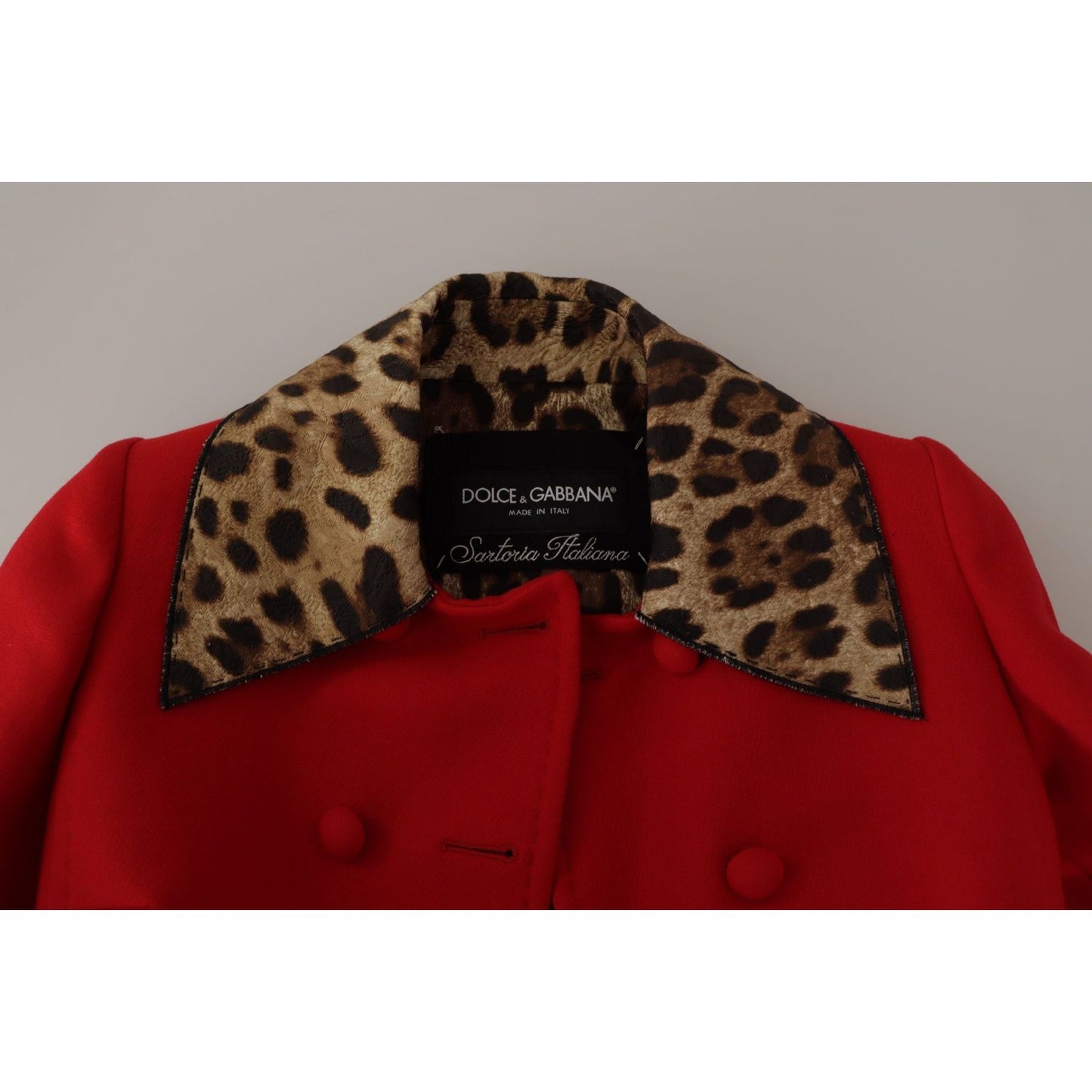 Elegant Red Leopard Trench Coat