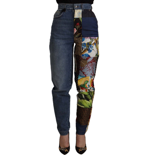 Patchwork Jacquard Denim Relaxed Jeans