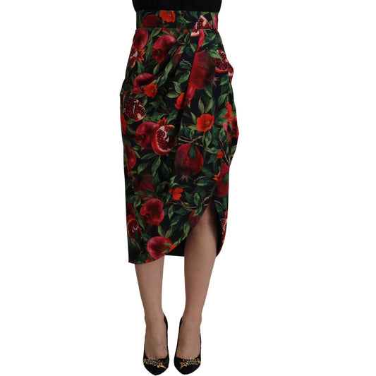 Chic Midi Wrap Skirt with Fruit Motif