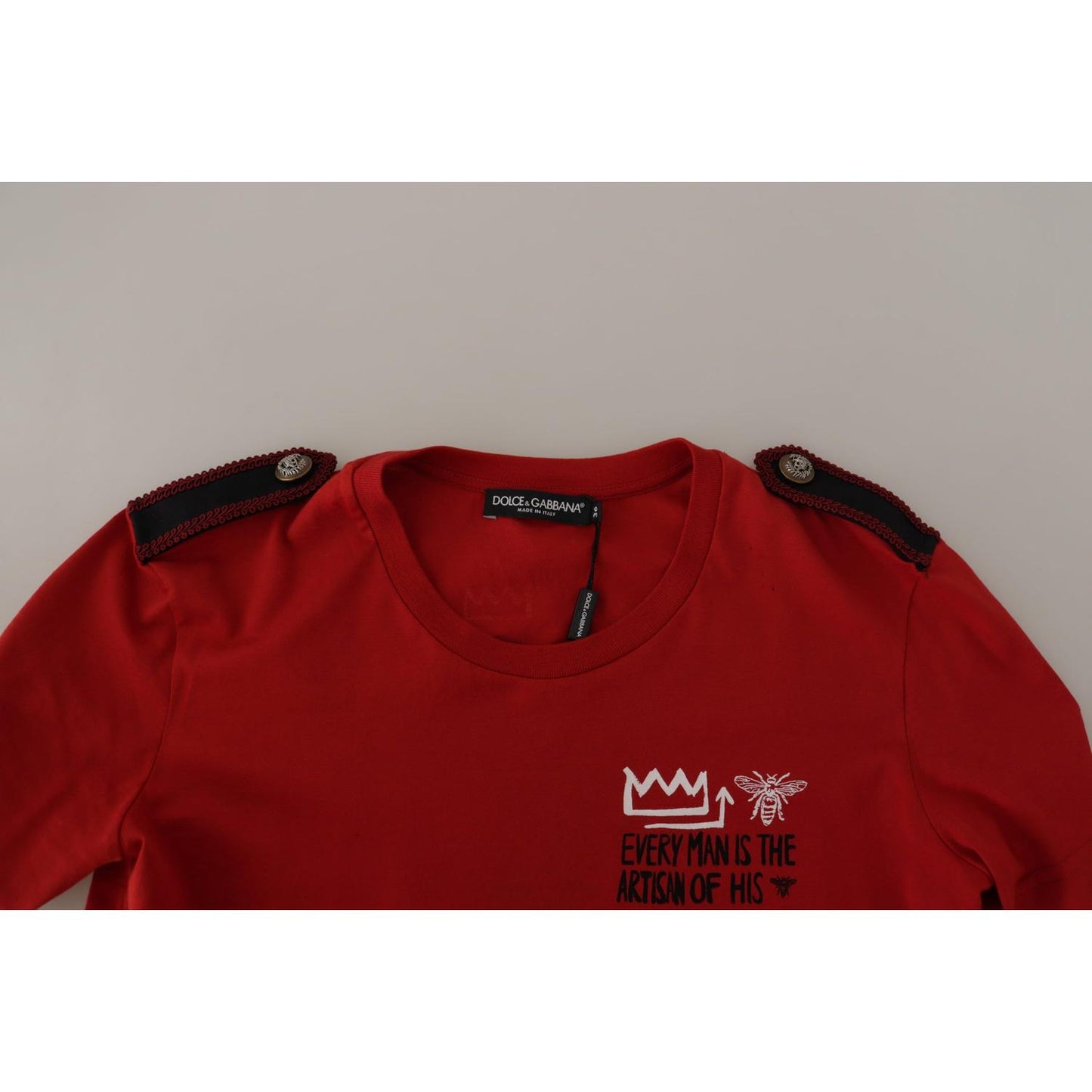 Elegant Red Crewneck Cotton Tee