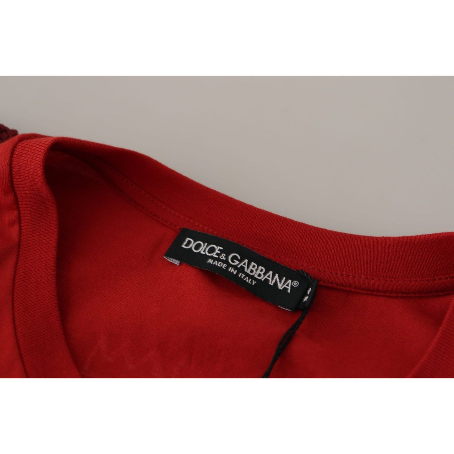 Elegant Red Crewneck Cotton Tee