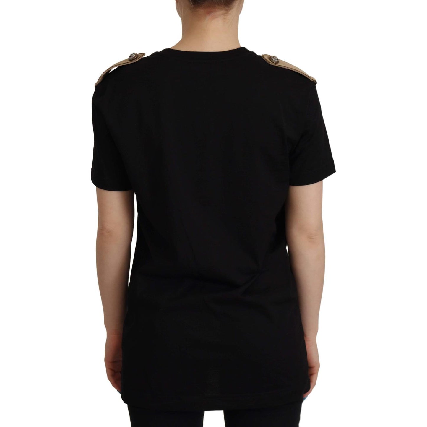 Chic Black Logo Cotton Tee for Women