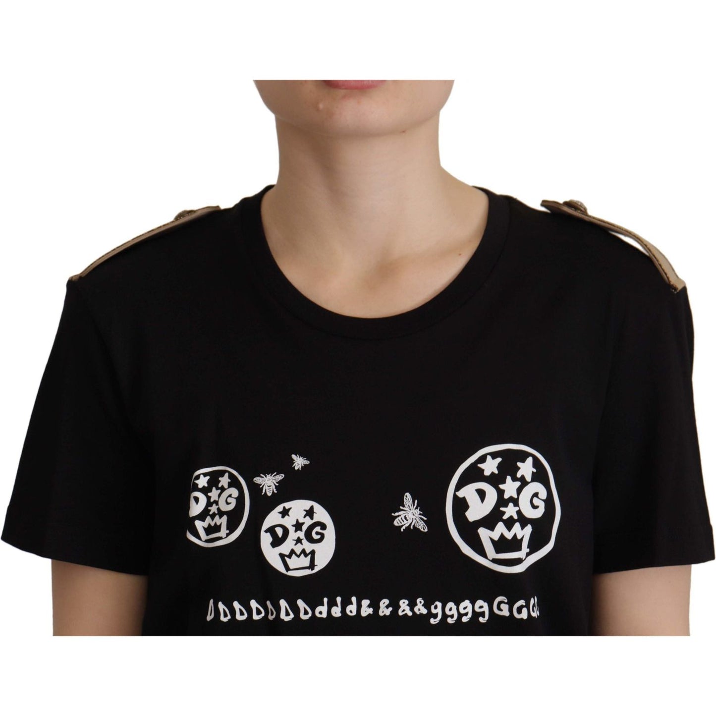 Chic Black Logo Cotton Tee for Women