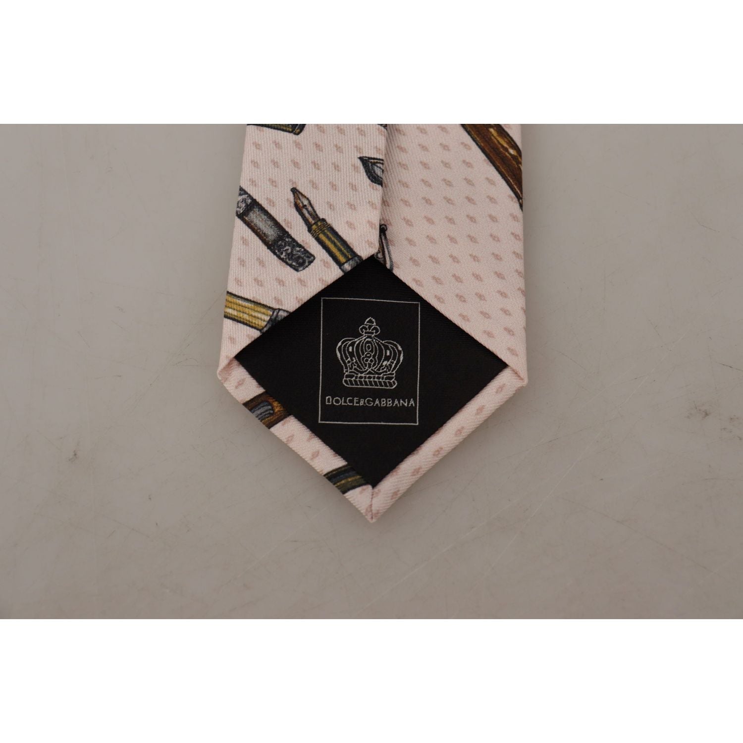 Dolce & Gabbana Pink Pen Dots Print 100% Silk Adjustable Neck Accessory Tie