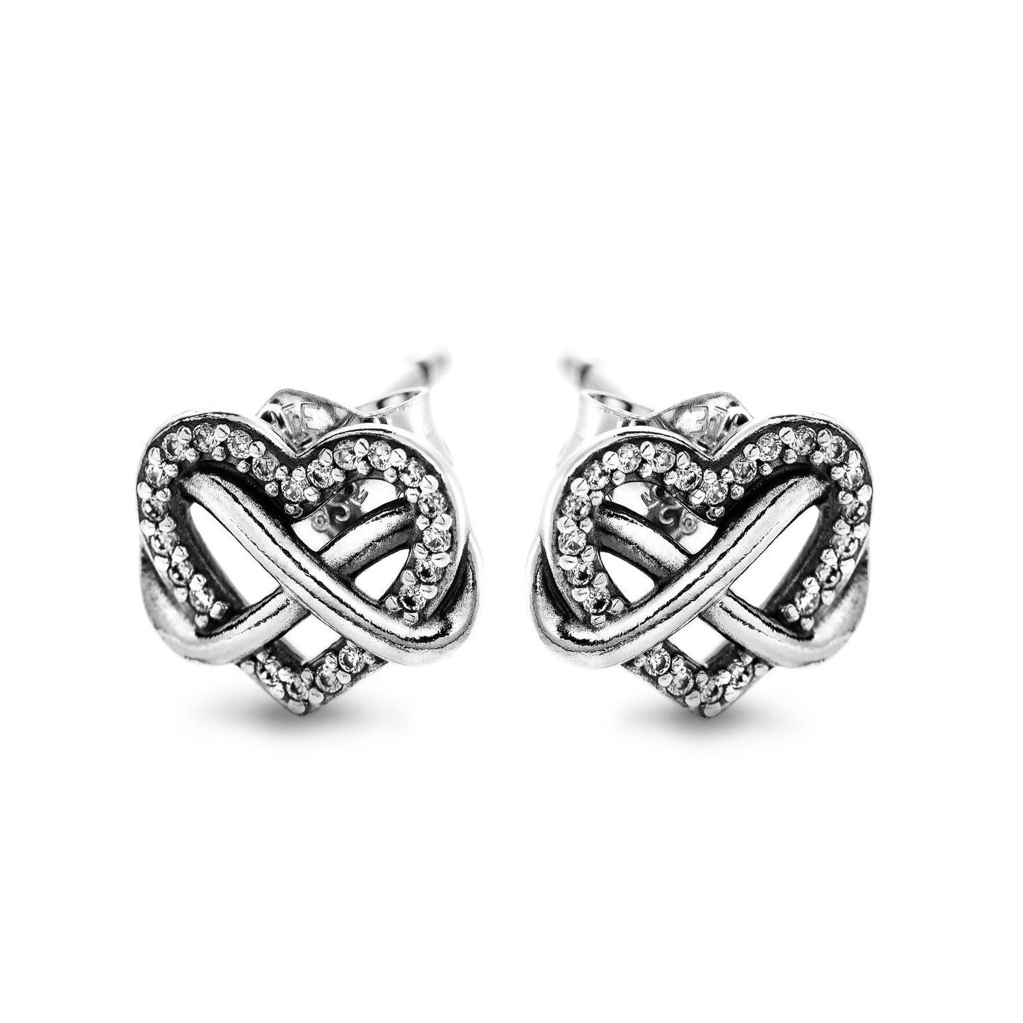 PANDORA Mod. SPARKLING INFINITY HEART STUD EARRINGS.-0