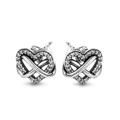 PANDORA Mod. SPARKLING INFINITY HEART STUD EARRINGS.-0