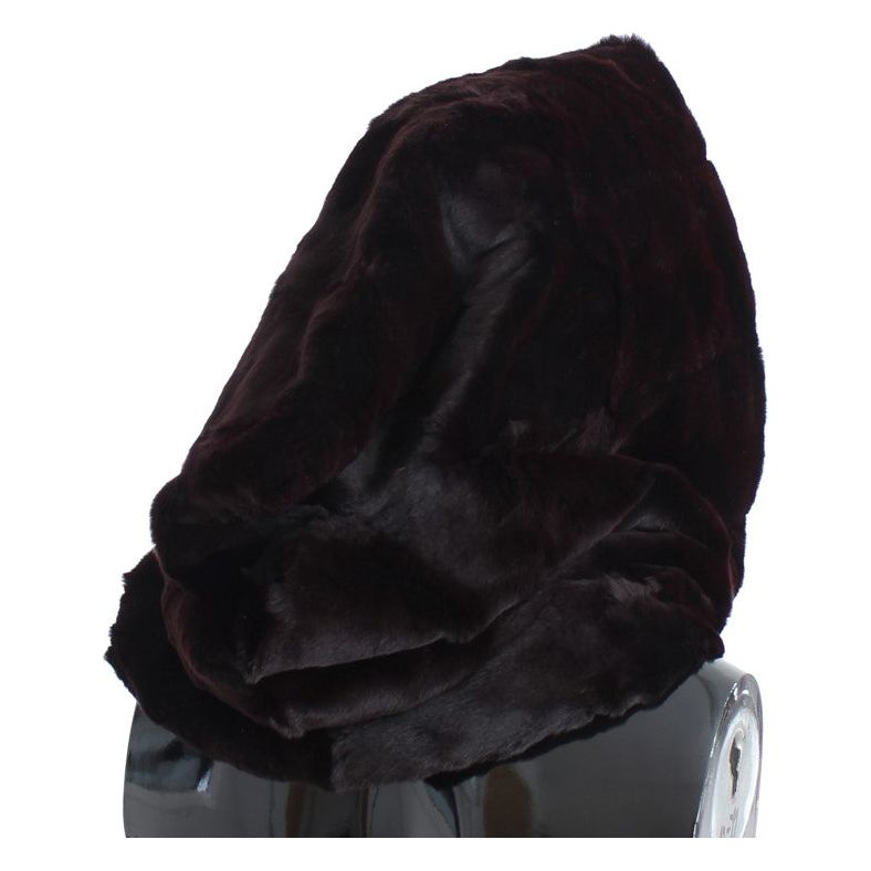 Dolce & Gabbana Exclusive Purple Weasel Fur Hooded Scarf Hood Scarf purple-weasel-fur-crochet-hood-scarf-hat