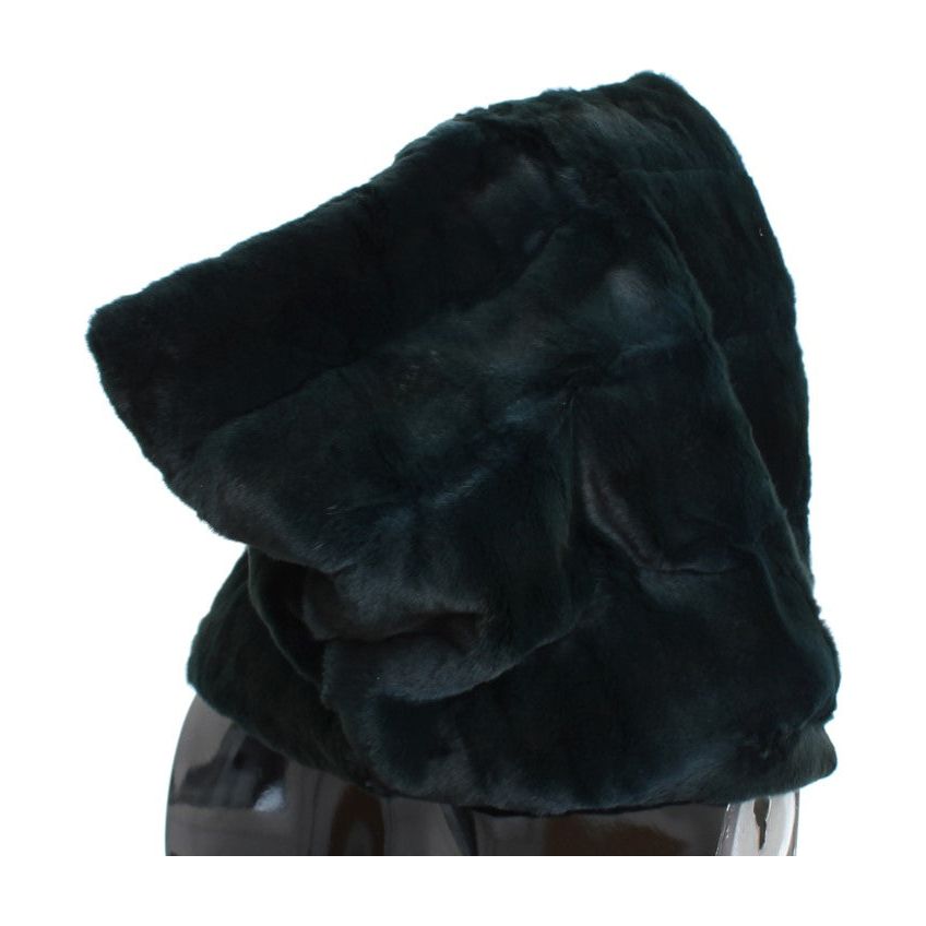 Dolce & Gabbana Exclusive Green Weasel Fur Hooded Scarf Hat green-weasel-fur-crochet-hood-scarf-hat