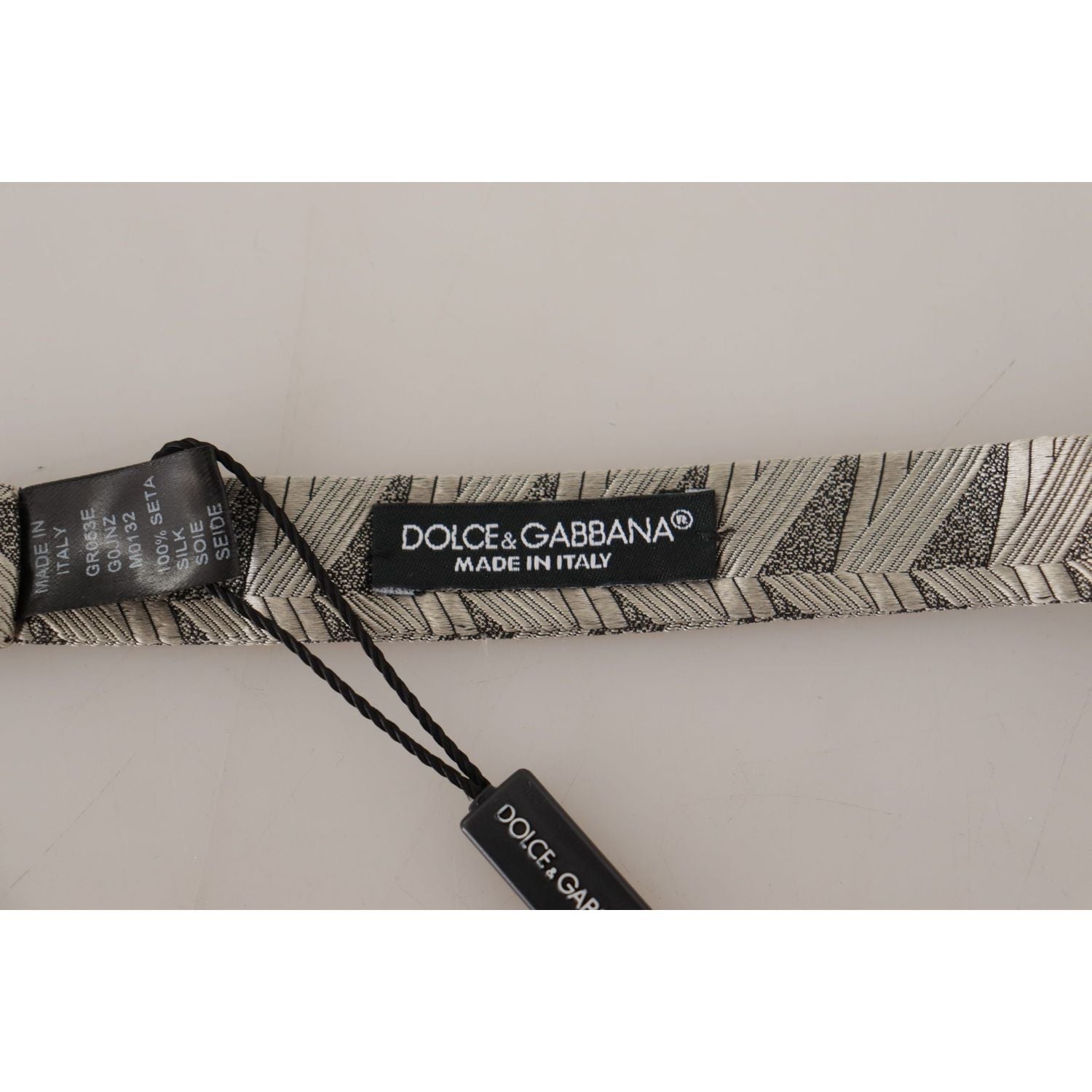 Dolce & Gabbana Gray 100% Silk Adjustable Neck Papillon Bow Tie