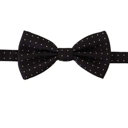 Dolce & Gabbana Black White Polka Dot 100% Silk Neck Papillon Tie