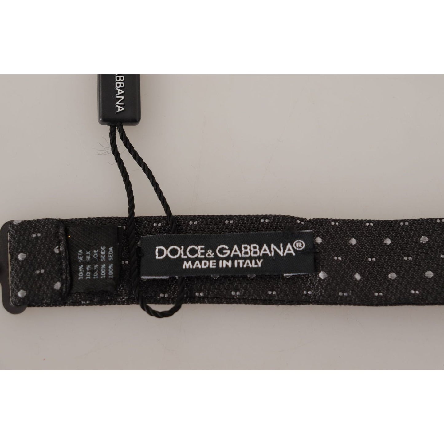 Dolce & Gabbana Gray Polka Dot 100% Silk Neck Papillon Tie