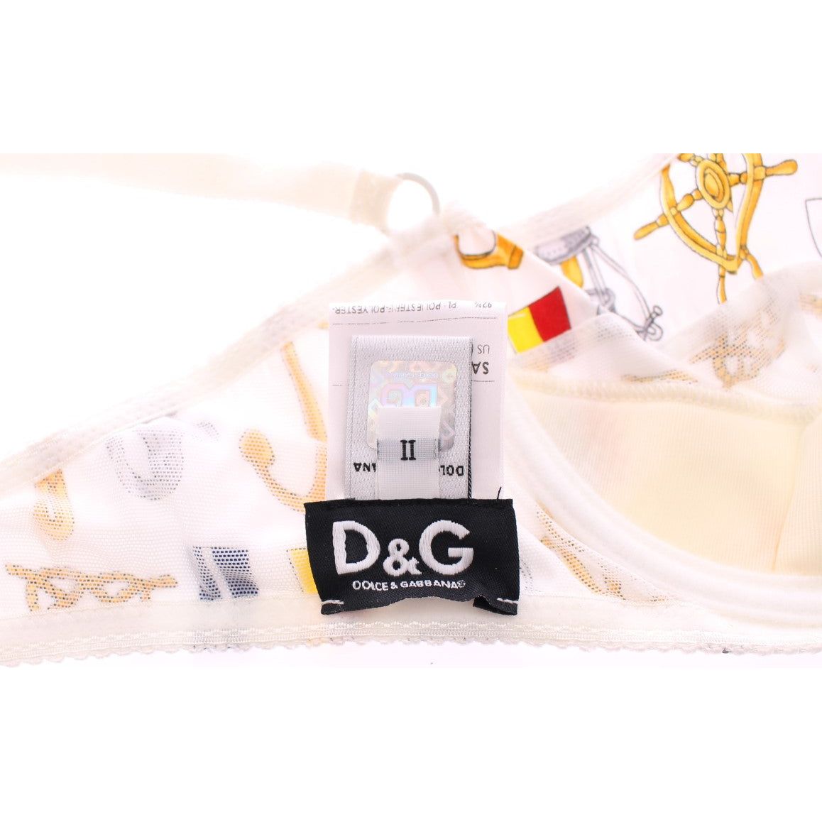 Dolce & Gabbana Elegant White Sailor Print Lingerie Set white-sailor-bra-panty-stretch-underwear