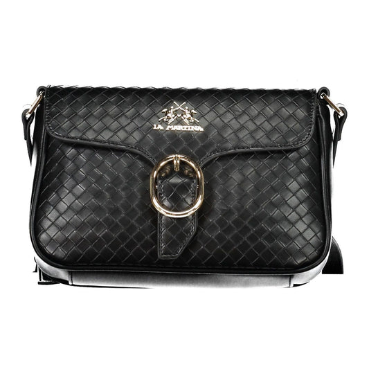 Elegant Black Shoulder Bag with Contrasting Details