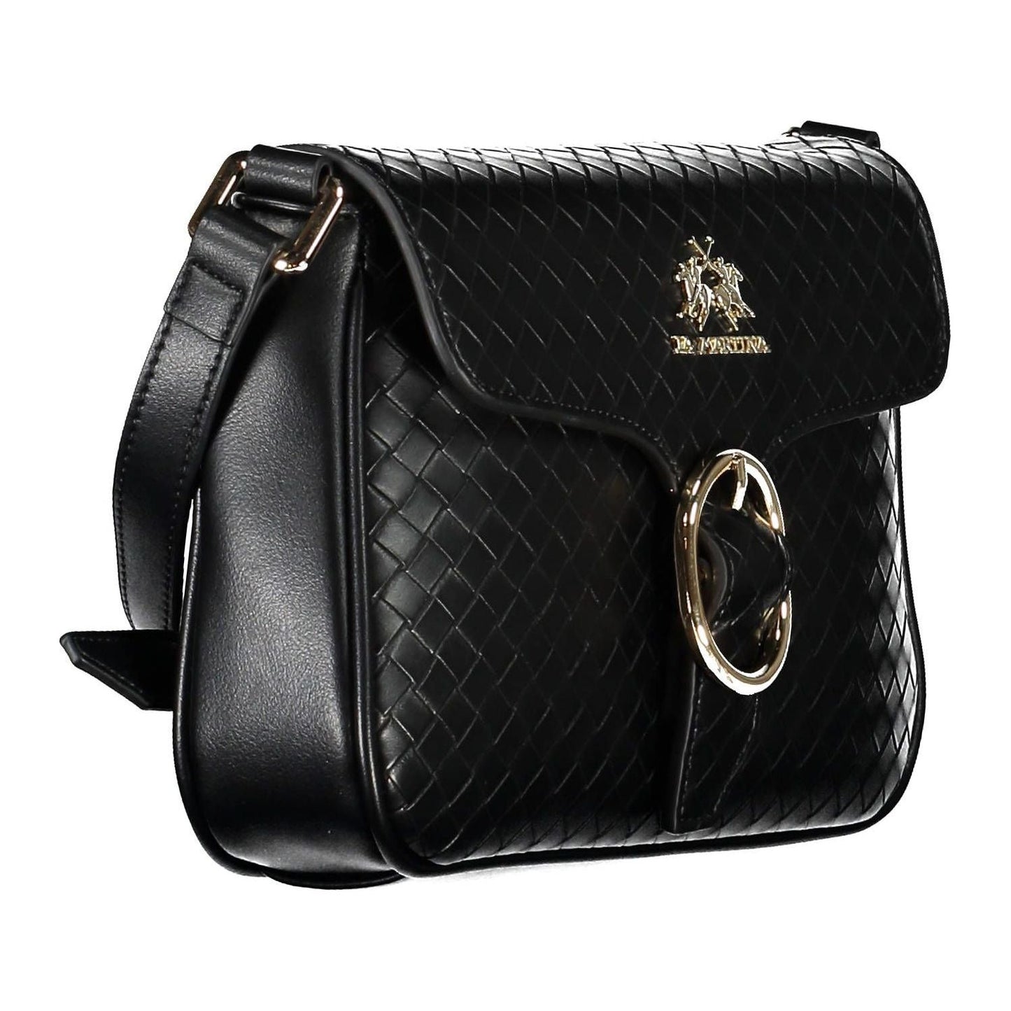 Elegant Black Shoulder Bag with Contrasting Details