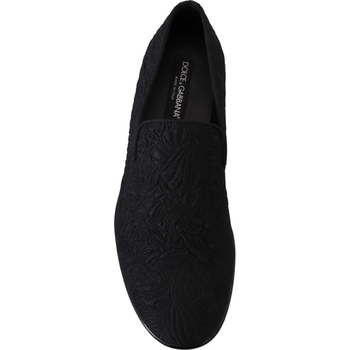 Elegant Jacquard Black Loafers Slide On Flats