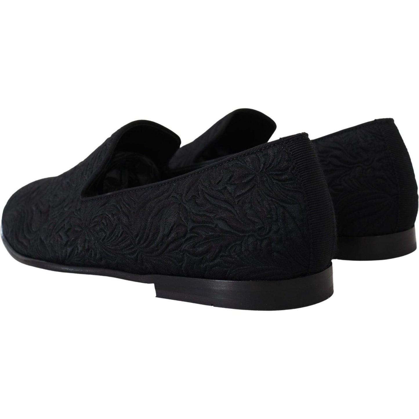 Elegant Jacquard Black Loafers Slide On Flats