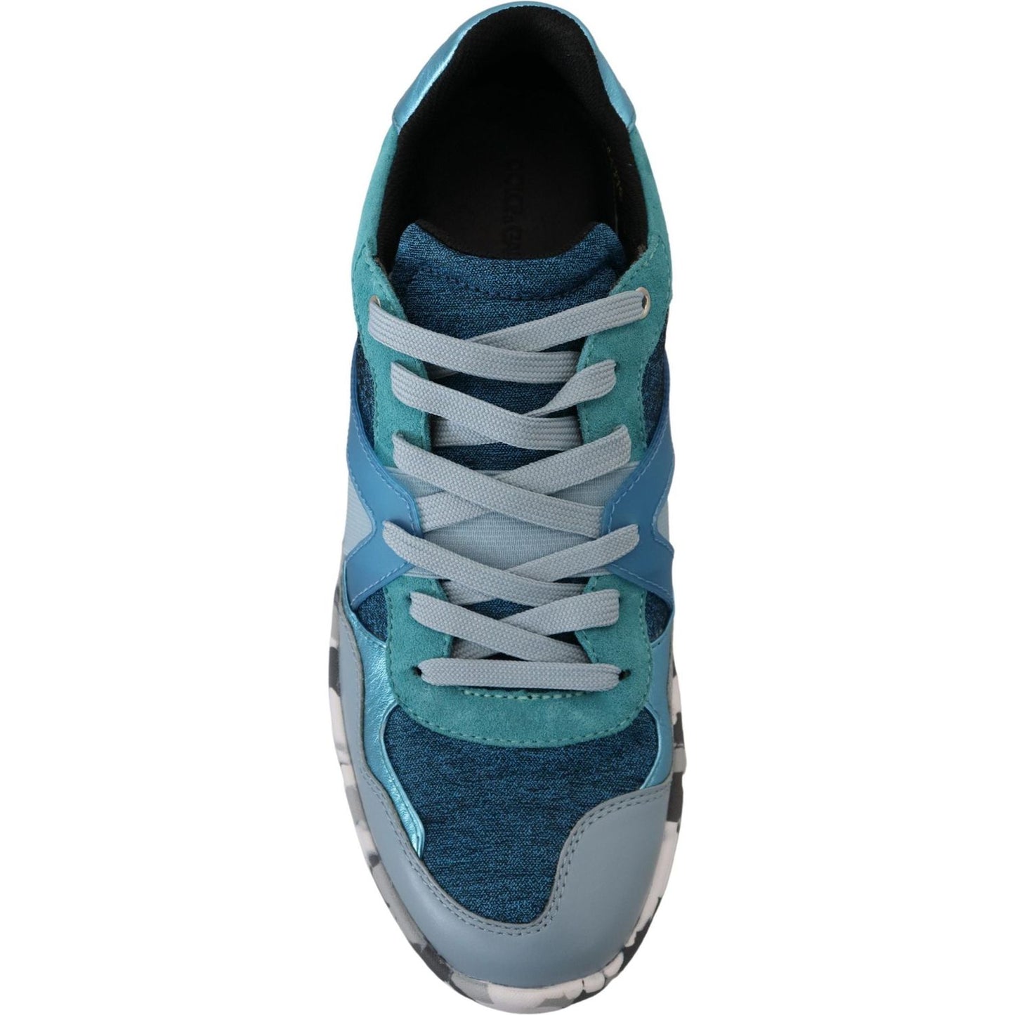 Dolce & Gabbana Blue Gray Leather Sport Low Top Sneakers