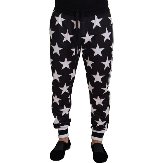 Star Print Casual Sweatpants with Logo Detail