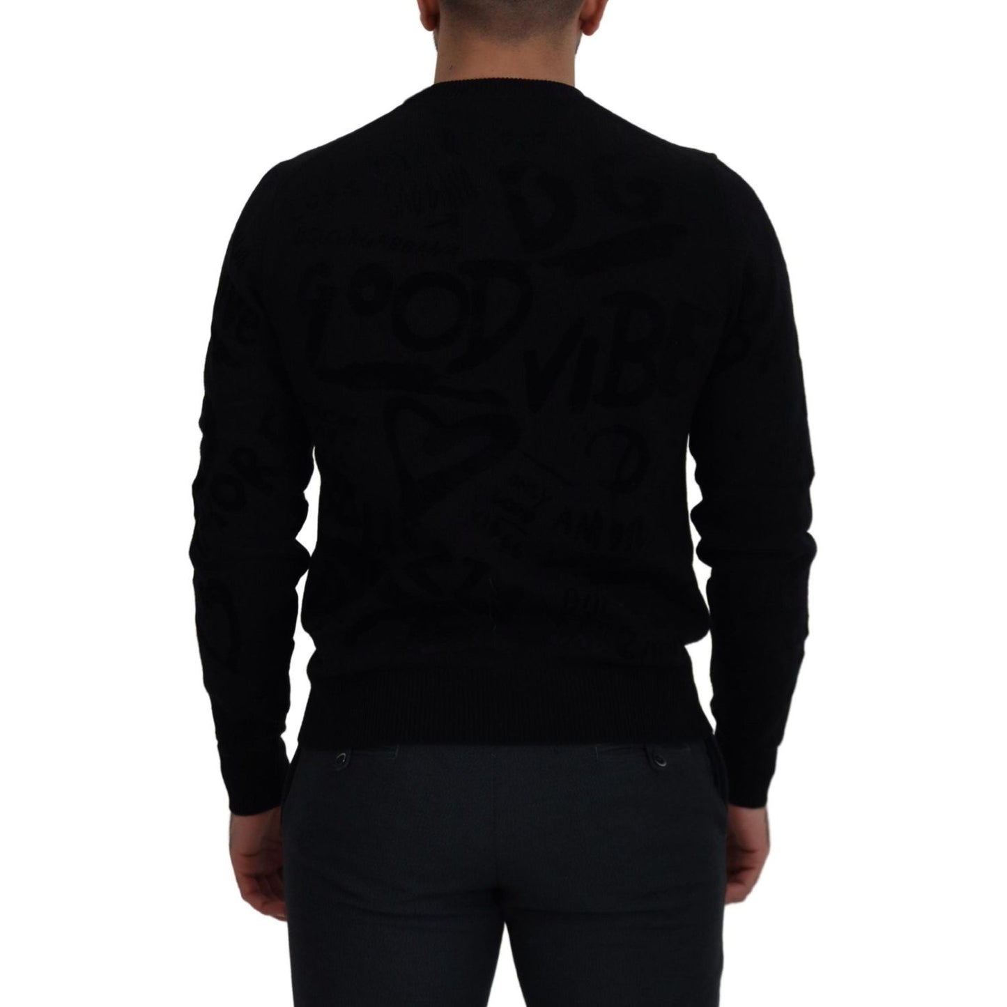 Elegant Black Logo Wool Sweater