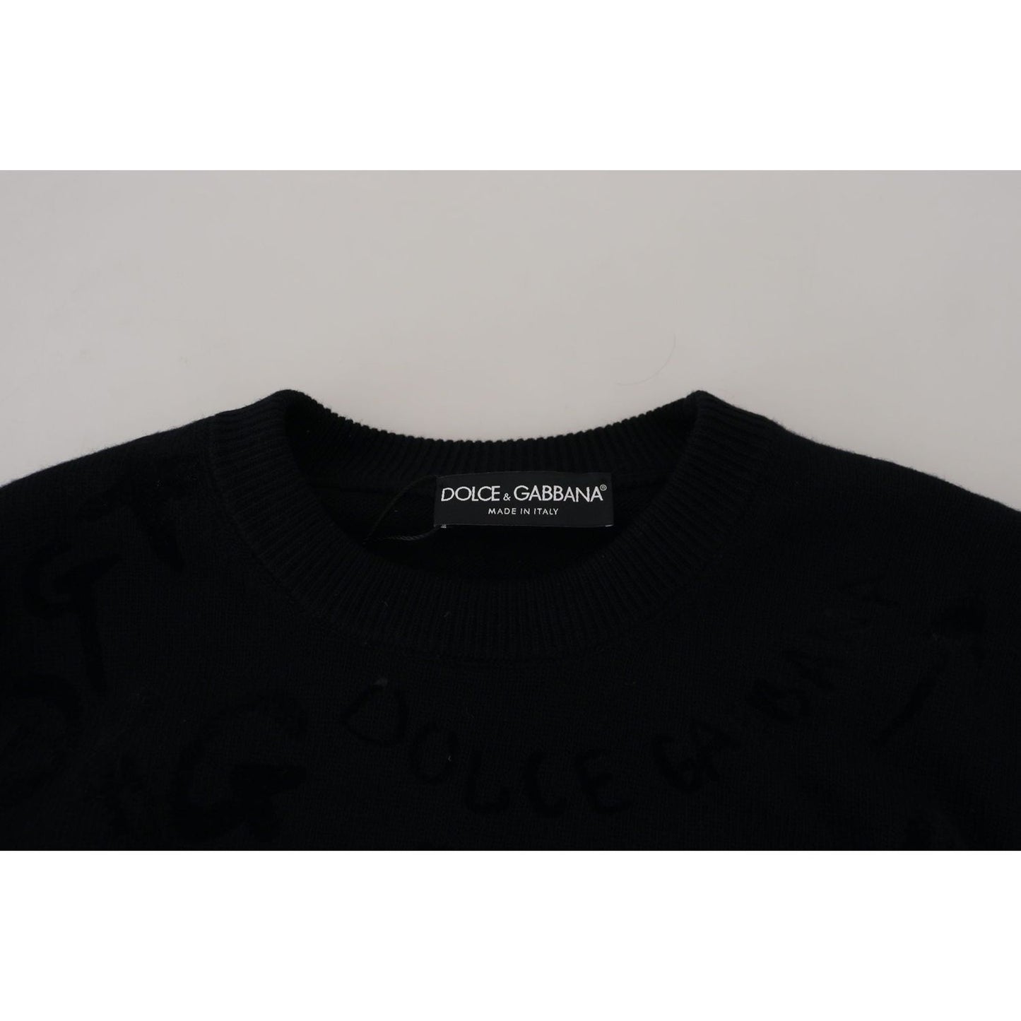 Elegant Black Logo Wool Sweater