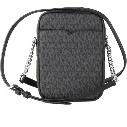 Medium Signature Leather North South Chain Crossbody Handbag Black