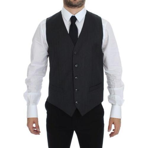 Elegant Gray Wool Formal Vest