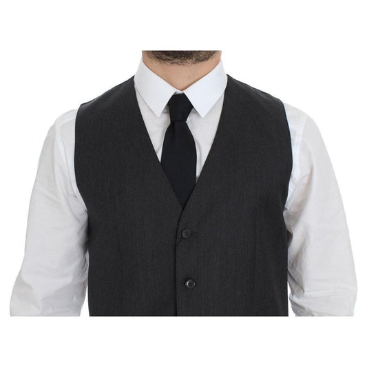 Elegant Gray Wool Formal Vest