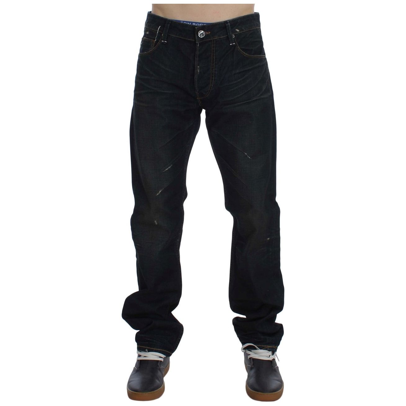 Elegant Straight Fit Dark Blue Jeans