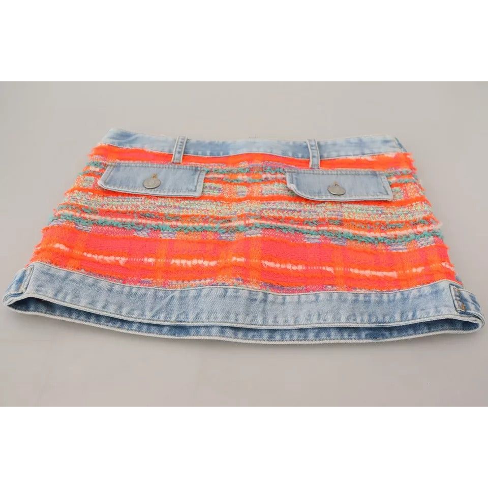 Dsquared² Multicolor Polyester Low Waist A-line Denim Skirt multicolor-polyester-low-waist-a-line-denim-skirt