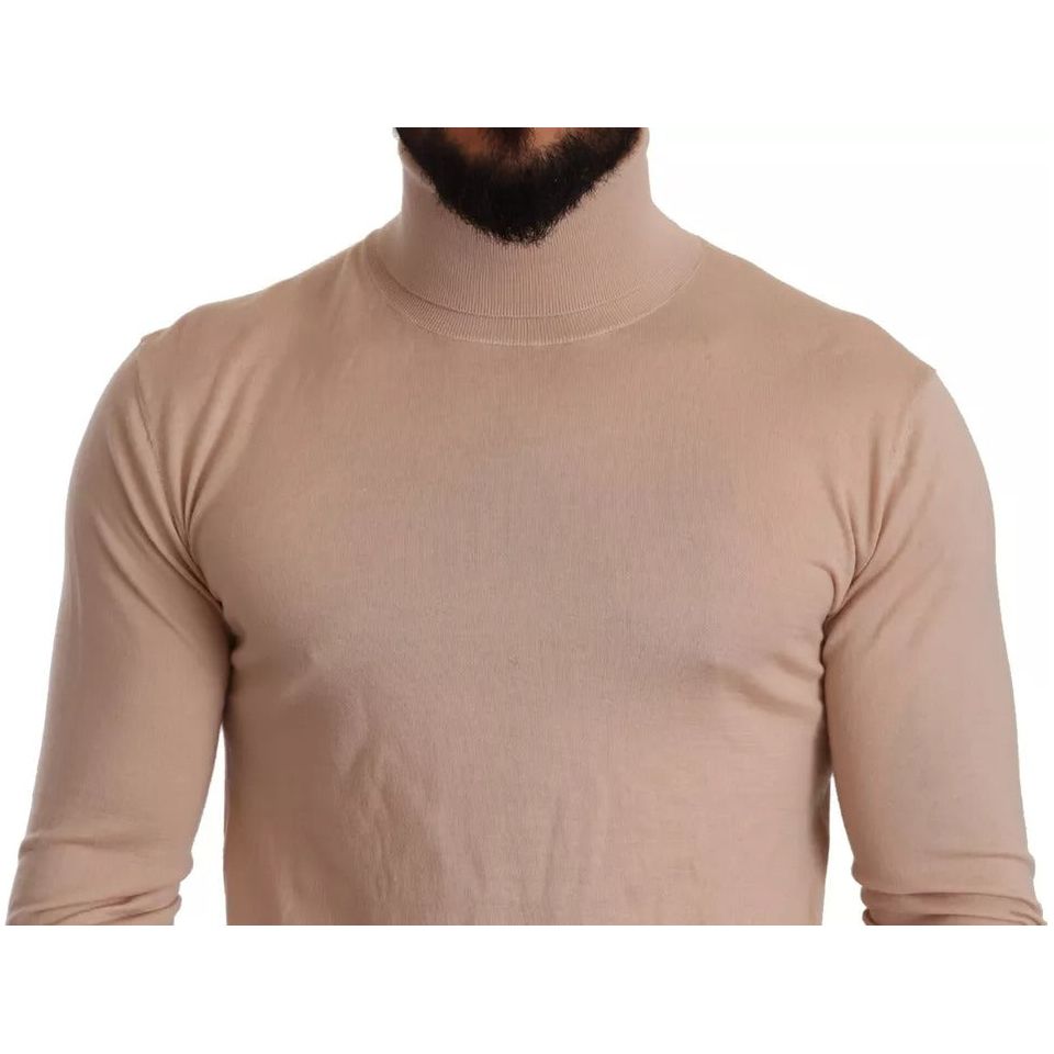 Beige Cashmere Turtleneck Pullover Sweater