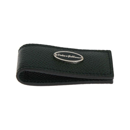 Dolce & Gabbana Green Leather Magnet Money Clip