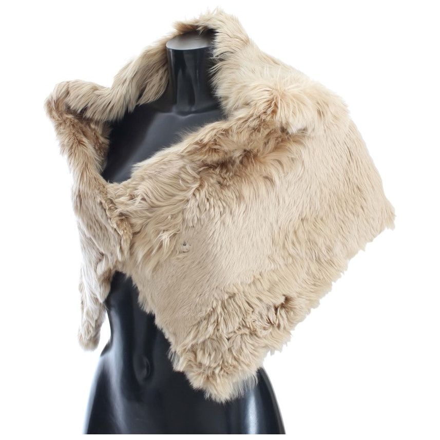 Dolce & Gabbana | Elegant Alpaca Fur Shoulder Wrap in Beige| McRichard Designer Brands   