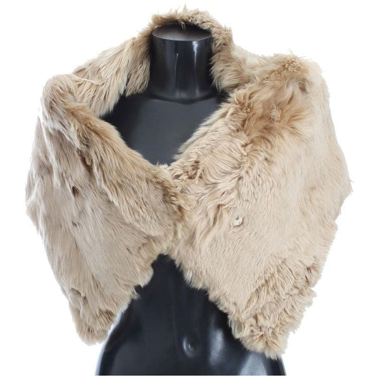 Dolce & Gabbana Elegant Alpaca Fur Shoulder Wrap in Beige Alpaca Scarves beige-alpaca-collar-scarf
