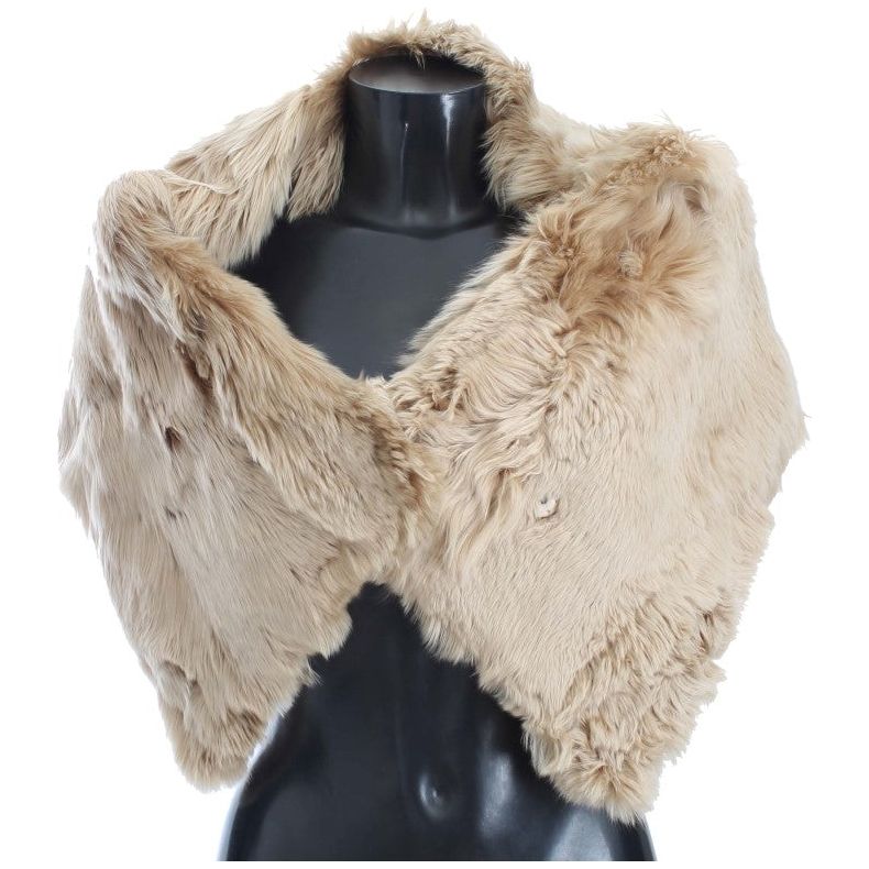 Elegant Alpaca Fur Shoulder Wrap in Beige