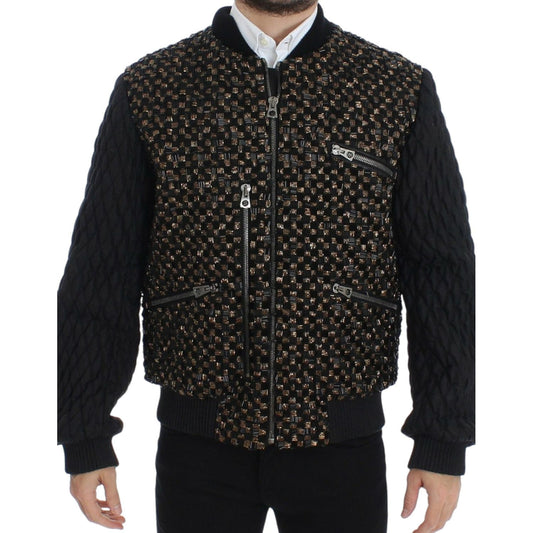 Dolce & Gabbana Elegant Black Sequined Designer Jacket Coats & Jackets black-sequined-goatskin-jacket