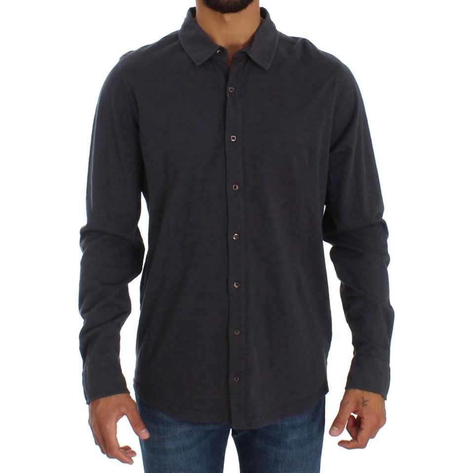 Sleek Gray Casual Cotton Shirt