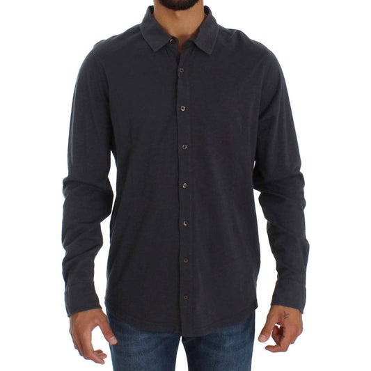 Sleek Gray Casual Cotton Shirt Alpha Massimo Rebecchi