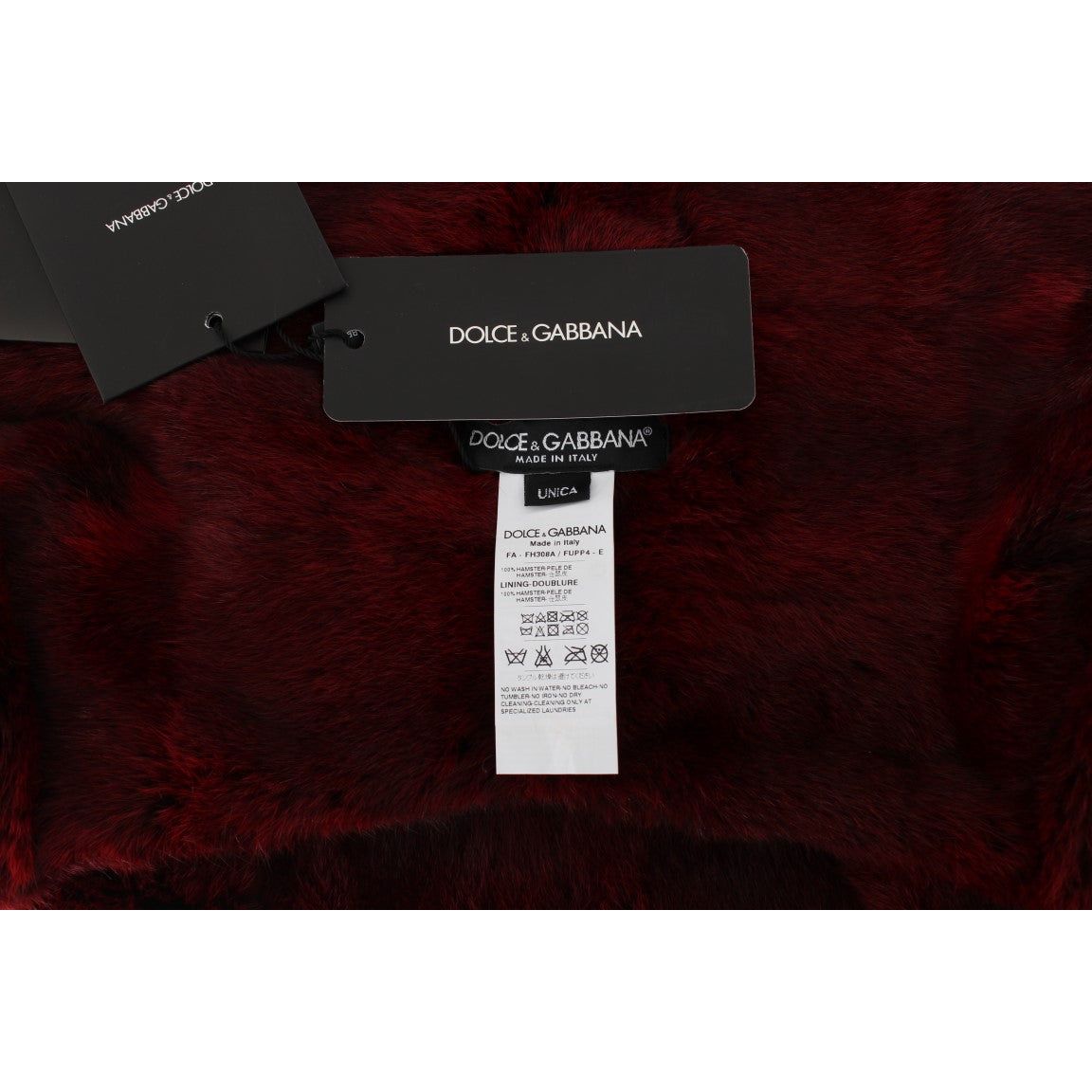 Dolce & Gabbana Luxurious Bordeaux Fur Hooded Scarf Wrap Hood Scarf bordeaux-hamster-fur-crochet-hood-scarf-hat