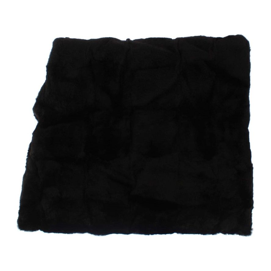 Dolce & Gabbana Chic Black Weasel Fur Hooded Scarf Wrap Hood Scarf black-weasel-fur-crochet-hood-scarf-hat