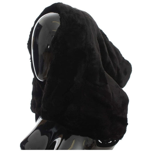 Dolce & GabbanaChic Black Weasel Fur Hooded Scarf WrapMcRichard Designer Brands£1339.00