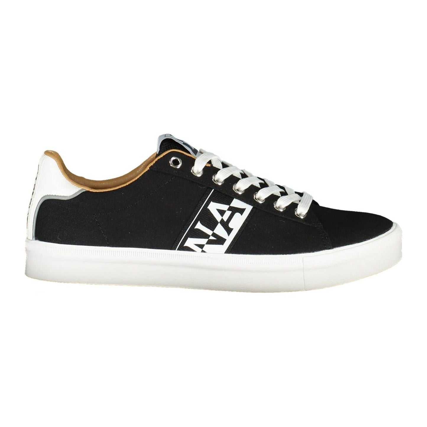 Black Lace-Up Sneakers with Contrasting Accents