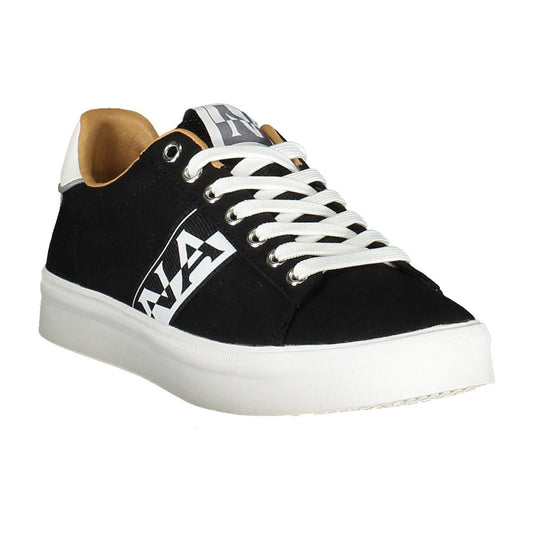 Black Lace-Up Sneakers with Contrasting Accents