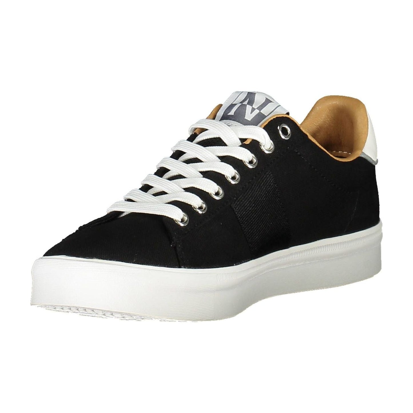 Black Lace-Up Sneakers with Contrasting Accents