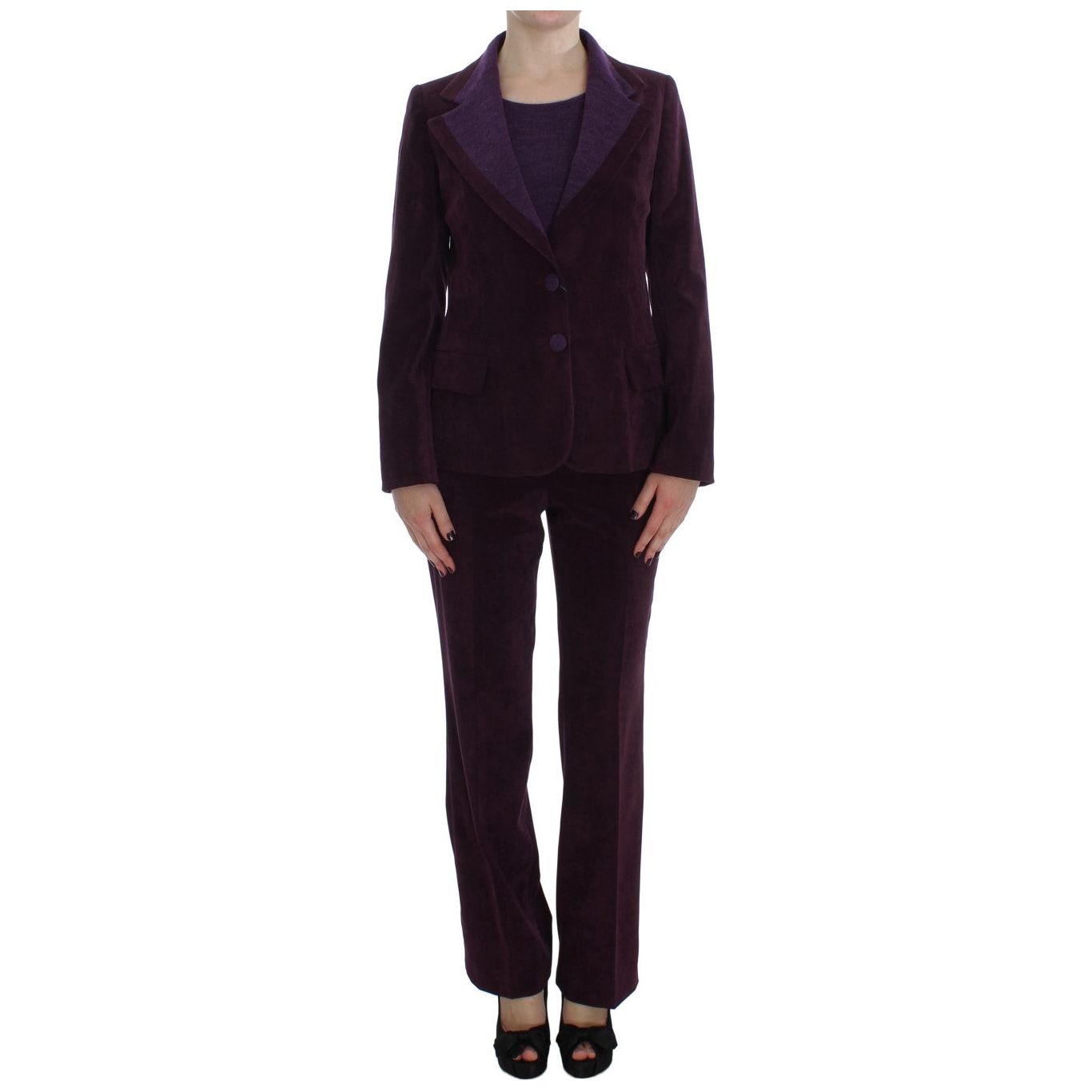 Elegant Purple Wool Blend Three Piece Suit Set